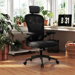 Conjunto de Oficina Incluye 1 Silla de Oficina de Malla Negro y 1 Alfombra Protectora 90x120 cm - Ogal.Es