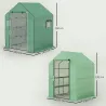 Conjunto de Invernadero de Jardín con Estantes y Cubierta de PE con Puerta Enrollable y Ventana 143x138x190 cm V... - Ogal.Es