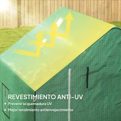 Conjunto de Invernadero de Jardín con Estantes y Cubierta de PE con Puerta Enrollable y Ventana 143x138x190 cm V... - Ogal.Es