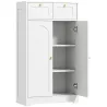 Armario de Baño Estrecho con 2 Cajones Estante Abierto y Puerta con Panel Arqueado 60x30x108 cm Blanco Veteado - Ogal.Es
