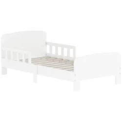 Cama infantil 70x140 cm cama para niños con barrera anticaídas y somier para niños y niñas de 3-8 años blanco - Ogal.Es