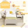 Cama infantil 70x140 cm cama para niños con barrera anticaídas y somier para niños y niñas de 3-8 años blanco - Ogal.Es