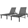 Conjunto de 2 Tumbonas Reclinables con Ruedas Respaldo Ajustable 4 Niveles Estructura de Aluminio Tela Textilene... - Ogal.Es