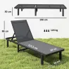 Conjunto de 2 Tumbonas Reclinables con Ruedas Respaldo Ajustable 4 Niveles Estructura de Aluminio Tela Textilene... - Ogal.Es