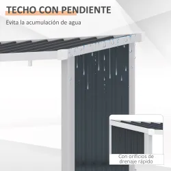 Casetilla para Leña Acero Galvanizado Cobertizo Leñero de Almacenamiento de Troncos con Techo Inclinado para Jar... - Ogal.Es