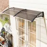 Marquesina para Puertas y Ventanas 195x75 cm con Paneles de Policarbonato Barras de Aluminio Marrón - Ogal.Es