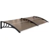 Marquesina para Puertas y Ventanas 195x75 cm con Paneles de Policarbonato Barras de Aluminio Marrón - Ogal.Es