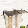 Marquesina para Puertas y Ventanas 195x75 cm con Paneles de Policarbonato Barras de Aluminio Marrón - Ogal.Es