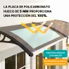 Marquesina para Puertas y Ventanas 195x75 cm con Paneles de Policarbonato Barras de Aluminio Marrón - Ogal.Es