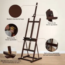 Caballete de Pintura 230 cm con Altura y Ángulo Ajustables Almacenamiento para Adultos Artistas Pintor Marrón - Ogal.Es