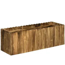 Jardinera de Madera Jardinera Elevada para Cultivos Verduras Flores en Patio Balcón Terraza 120x40x40 cm Carboni... - Ogal.Es