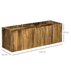 Jardinera de Madera Jardinera Elevada para Cultivos Verduras Flores en Patio Balcón Terraza 120x40x40 cm Carboni... - Ogal.Es