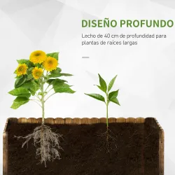 Jardinera de Madera Jardinera Elevada para Cultivos Verduras Flores en Patio Balcón Terraza 120x40x40 cm Carboni... - Ogal.Es