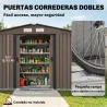 Cobertizo de Jardín 4,9 m² 277x195x192 cm con 2 Puertas Corredizas Techo Inclinado y 4 Ventanas Marrón - Ogal.Es