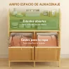 Mueble Ropa Sucia de Bambú 2 Bolsas de Ropa Extraíbles y Lavables con Asa 2 Estantes Abiertos 82x33x88 cm Natural - Ogal.Es