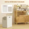 Mueble Ropa Sucia de Bambú 2 Bolsas de Ropa Extraíbles y Lavables con Asa 2 Estantes Abiertos 82x33x88 cm Natural - Ogal.Es