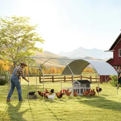 Gallinero para Exterior 2,8x5,1x1,9 m Cubierta de Tela Oxford Anti-UV Impermeable Pestillos para 15-24 Gallinas ... - Ogal.Es