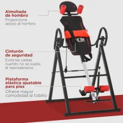 Tabla de Inversión por Gravedad Plegable con Inclinación hasta 90° y Cinturones de Seguridad 79x114x153 cm Rojo ... - Ogal.Es
