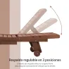 Tumbona de Madera Exterior Silla Reclinable de Jardín con 2 Ruedas Respaldo Ajustable y 1 Bandeja Carga 113 kg N... - Ogal.Es