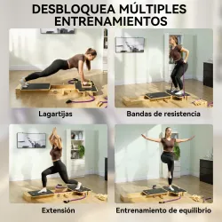 Pilates Reformer Multifuncional con Bandas de Resistencia Asas para Casa Gimnasio Natural - Ogal.Es