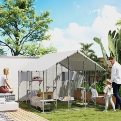 Jaula Grande para Gatos Exterior con 2 Casitas 7 Plataformas para Saltar Cubierta Impermeable y Anti-UV 240x193x... - Ogal.Es