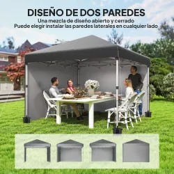 Carpa Plegable Pop-up 3x3 m 2 Paredes Laterales Anti-UV Altura Ajustable Sacos de Arena Bolsa de Transporte Gris... - Ogal.Es