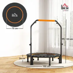 Cama Elástica Plegable Ø102 cm con Mango Ajustable Marco de Acero para Entrenamiento Piernas Cuerpo Negro y Naranja - Ogal.Es