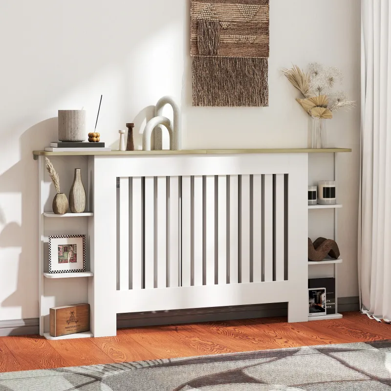 Cubre Radiadores con Estantes Cubreradiador de MDF Diseño Moderno de Listones para Salón Dormitorio 152x19x83 cm... - Ogal.Es