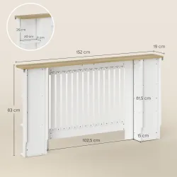 Cubre Radiadores con Estantes Cubreradiador de MDF Diseño Moderno de Listones para Salón Dormitorio 152x19x83 cm... - Ogal.Es