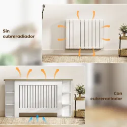 Cubre Radiadores con Estantes Cubreradiador de MDF Diseño Moderno de Listones para Salón Dormitorio 152x19x83 cm... - Ogal.Es
