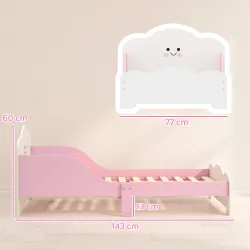 Cama Infantil 70x140 cm Montessori con Barandillas Altas Tema Algodón de Azúcar para Niños y Niñas de 3-6 Años Rosa - Ogal.Es