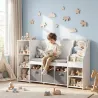 Estantería Infantil Juguetes con Rincón de Lectura Cojín 3 Cajones de Tela 3 Estantes 4 Cubículos 137x40x80 cm B... - Ogal.Es