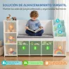 Estantería Infantil Juguetes con Rincón de Lectura Cojín 3 Cajones de Tela 3 Estantes 4 Cubículos 137x40x80 cm B... - Ogal.Es