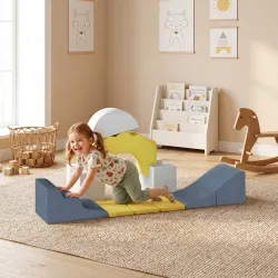 Juego de 7 Bloques de Espuma para Niños Bloques de Psicomotricidad con Base Antideslizante para 0,5-3 Años Amarillo - Ogal.Es
