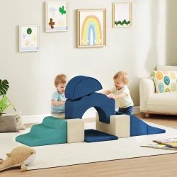Juego de 7 Bloques de Espuma para Niños Bloques de Psicomotricidad con Base Antideslizante para 0,5-3 Años Azul ... - Ogal.Es