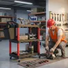 Carro de Herramientas de 3 Niveles con Paneles Perforados Asa Lateral Ganchos Cubeta Negro y Rojo - Ogal.Es