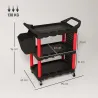 Carro de Herramientas de 3 Niveles con Paneles Perforados Asa Lateral Ganchos Cubeta Negro y Rojo - Ogal.Es