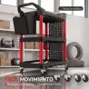 Carro de Herramientas de 3 Niveles con Paneles Perforados Asa Lateral Ganchos Cubeta Negro y Rojo - Ogal.Es