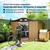 Cobertizo de Jardín Exterior 4,9 m² 277x195x192 cm con Puerta Corredera Ventilación y Kit de Fundación Marrón - Ogal.Es