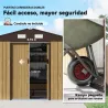 Cobertizo de Jardín Exterior 4,9 m² 277x195x192 cm con Puerta Corredera Ventilación y Kit de Fundación Marrón - Ogal.Es