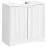 Mueble Bajo Lavabo con Puertas de Cierre Suave y Diseño Acanalado 2 Estantes para Lavabo con o sin Pedestal Blanco - Ogal.Es