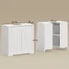 Mueble Bajo Lavabo con Puertas de Cierre Suave y Diseño Acanalado 2 Estantes para Lavabo con o sin Pedestal Blanco - Ogal.Es