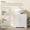 Mueble Bajo Lavabo con Puertas de Cierre Suave y Diseño Acanalado 2 Estantes para Lavabo con o sin Pedestal Blanco - Ogal.Es