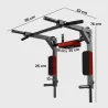 Barra de Dominadas de Pared 2 en 1 Estación Multifuncional para Gimnasio en Casa Carga 200 kg Rojo - Ogal.Es