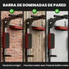 Barra de Dominadas de Pared 2 en 1 Estación Multifuncional para Gimnasio en Casa Carga 200 kg Rojo - Ogal.Es