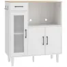 Aparador de Cocina Moderno con Puerta de Acrílico Cajón Estante Ajustable Compartimento Abierto 80x34x91 cm Blanco - Ogal.Es
