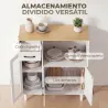 Aparador de Cocina Moderno con Puerta de Acrílico Cajón Estante Ajustable Compartimento Abierto 80x34x91 cm Blanco - Ogal.Es