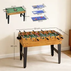 Mesa Multijuegos 13 en 1 con Futbolín Billar Ping-pong Hockey Ajedrez Damas Backgammon y Accesorios - Ogal.Es