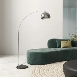 Lámpara de Pie en Forma Arco Moderna Portalámpara E27 40 W con Interruptor de Pie 110-115x30x170-180 cm Plata y ... - Ogal.Es