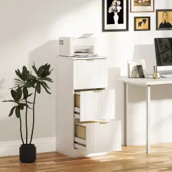 Cajonera de Escritorio con 3 Cajones Frentes Acanalados Mueble Archivador para Tamaño A4 o Carta 40x40x101 cm Bl... - Ogal.Es